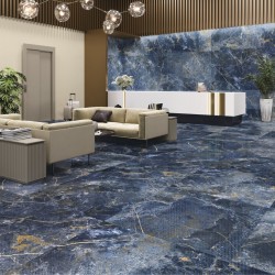 Ambiente como decorar suelos con azulejo tipo marmol azul - Icaro Blue