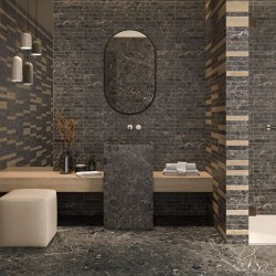 Tipo Metro Baño Deco Marrón 35X35-Black Mix-Azulejos Cocina-Mis Azulejos