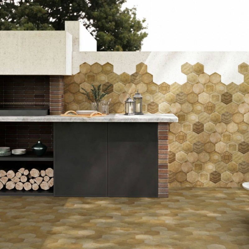 Gossel Sand Decor-porcelanato Hexagonal Para Piso-Azulejos Decorativos Para Paredes-Mis Azulejos