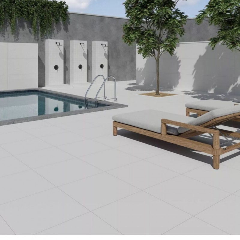 Porcelánico Blanco Mate Para Piscinas-60X60-Azulejos blanco-Mis Azulejos