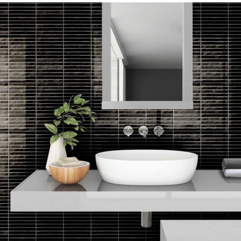 Azulejo Pequeño Negro Baño - Kromo Black 35×35-Azulejo Revestimiento-Mis Azulejos