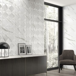 Azulejos Para Salón Moderno Efecto Marmol Blanco Satinado 20x60